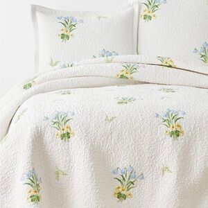 Cecelia Floral Cotton Matelasse Coverlet - White Multi, King
